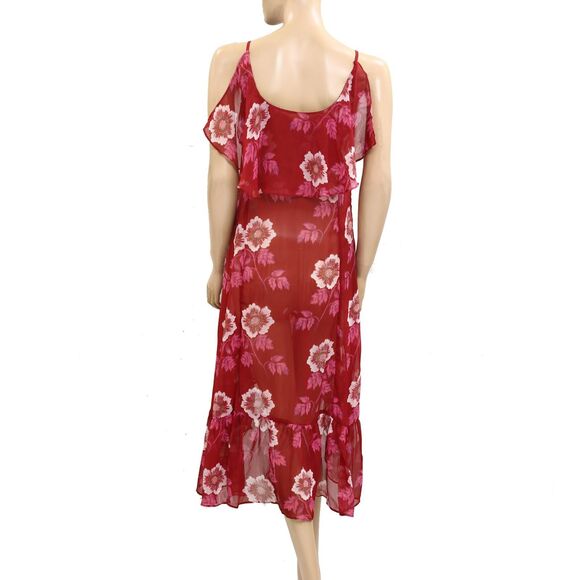 Free People Sunfaded Maxi Top Floral Printed Ruffle Slip Sheer Swing XS 279511 - Picture 7 of 8